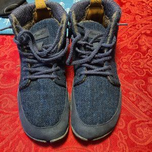 wool wildling barefoot boot shoe blue herringbone 39